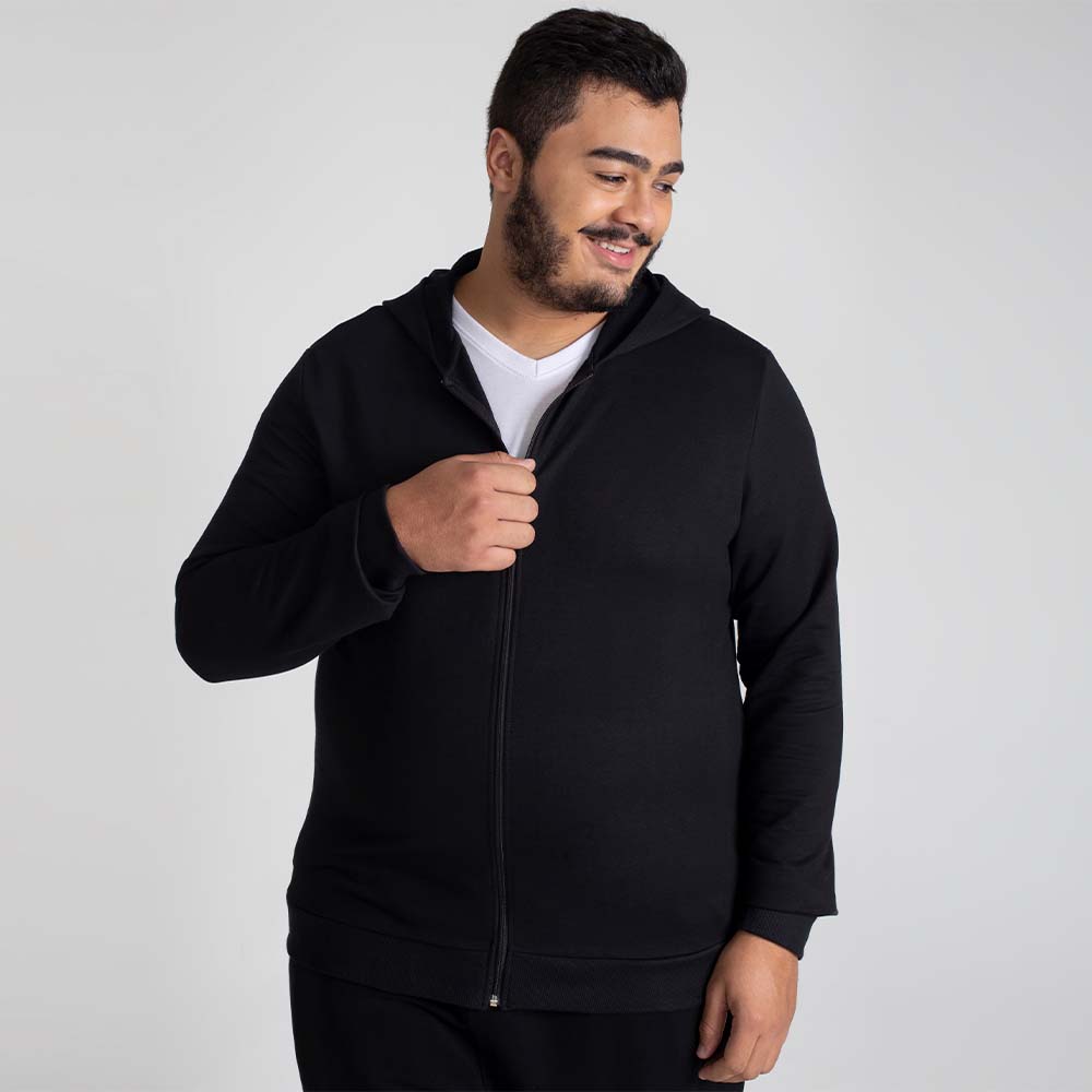 Jaqueta Capuz Plus Masculina - Preto
