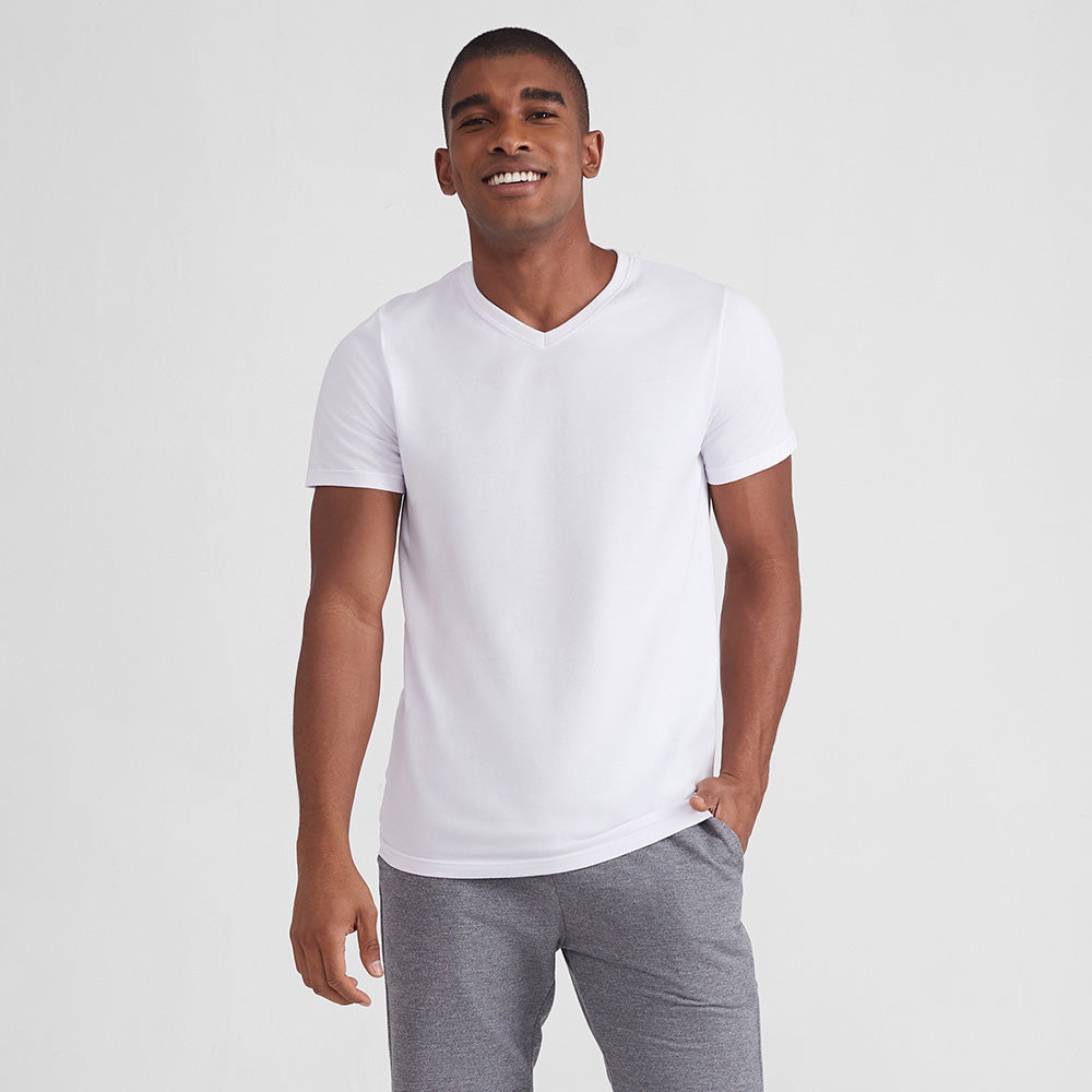 Camiseta Slim Gola V Masculina - Branco