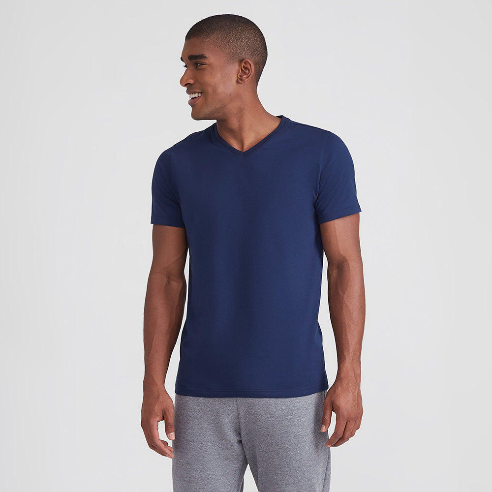 Camiseta Slim Gola V Masculina - Azul Marinho
