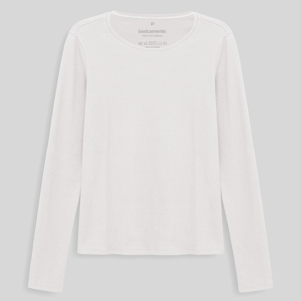 Camiseta Ribana Manga Longa Feminina - Branco