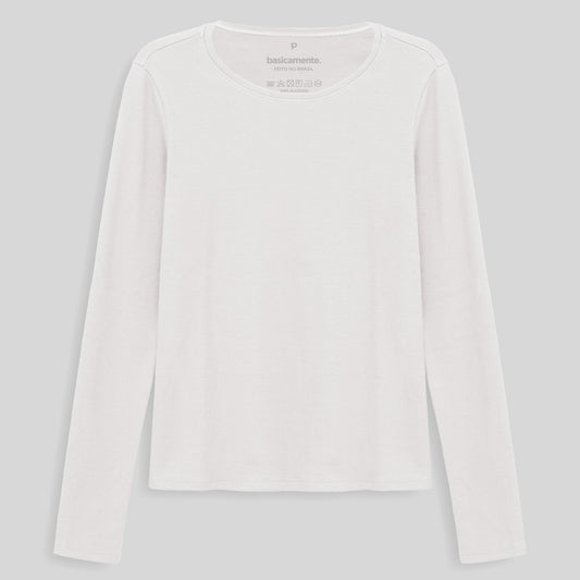 Camiseta Ribana Manga Longa Feminina - Branco