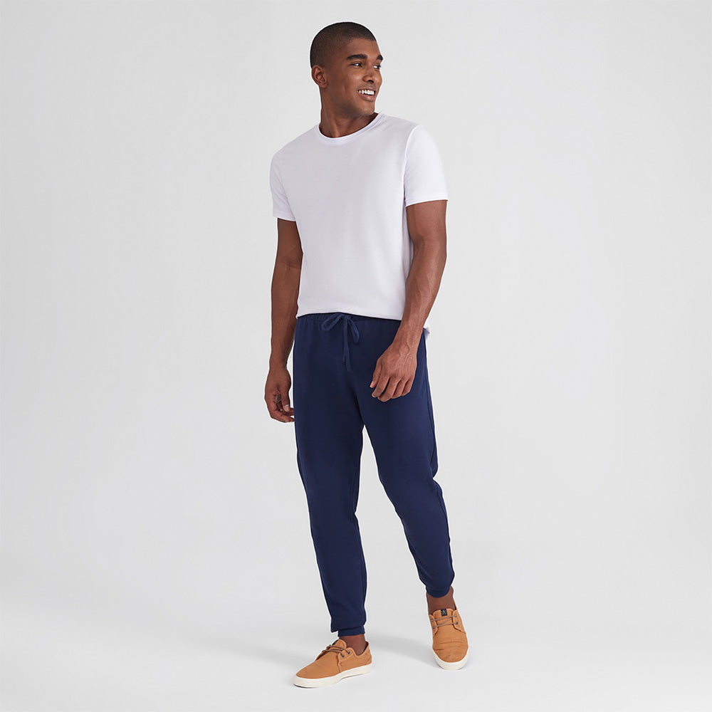 Calça Jogger Moletom Flanelado Masculina - Azul Marinho