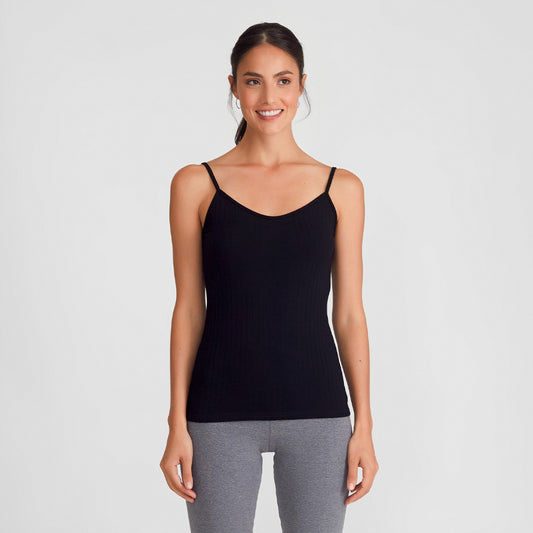 Blusa Alça Malha Canelada - Preto