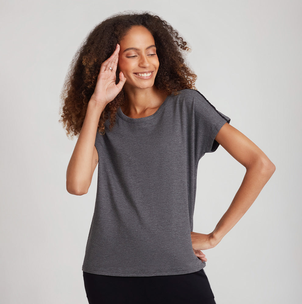 Blusa Ampla Viscose Feminina - Mescla Escuro