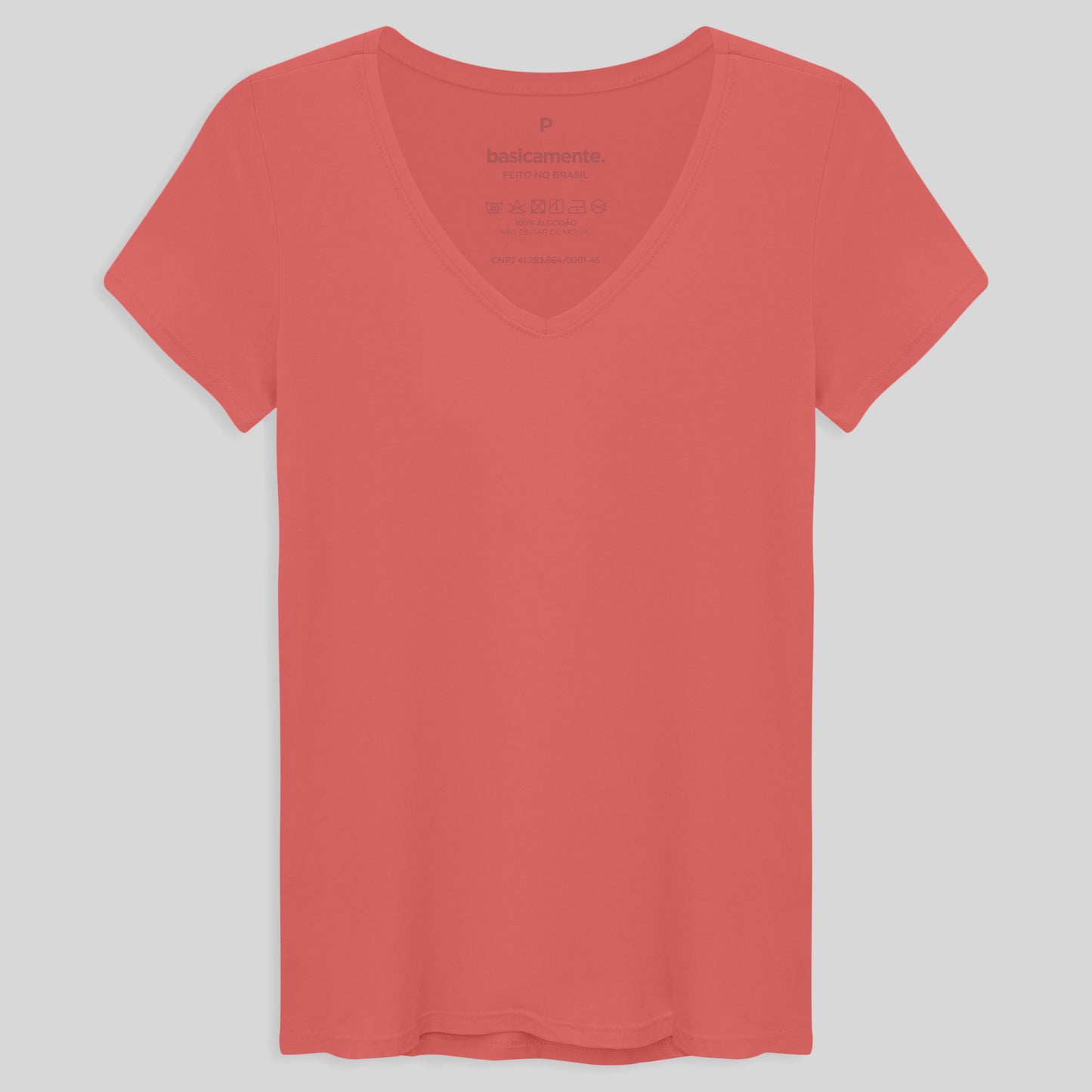 Camiseta Viscose Stretch Feminina Gola V Feminina - Rosa Chiclete