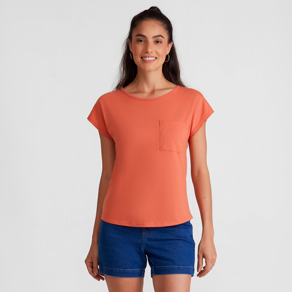 Blusa Meia Malha Orgânica - Marrom Telha