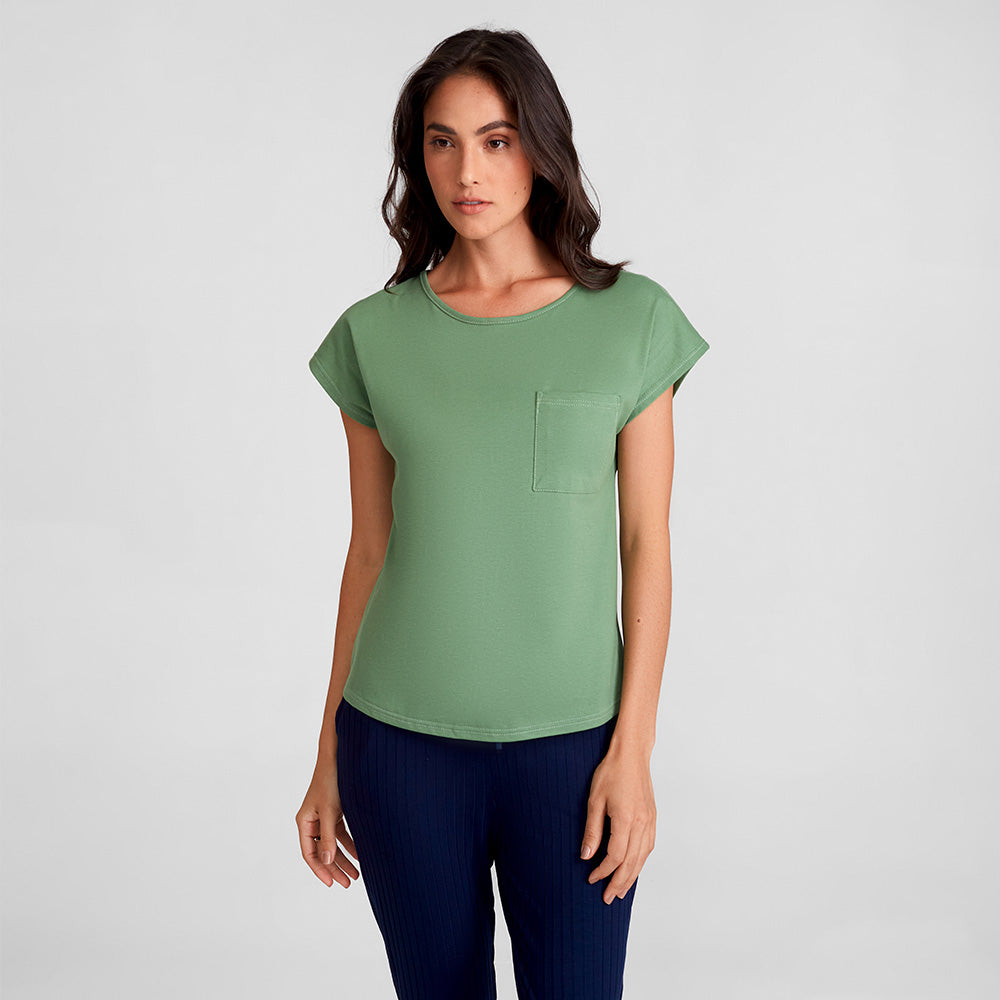 Blusa Meia Malha Orgânica - Verde Oliva