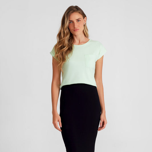 Blusa Meia Malha Orgânica - Verde Menta