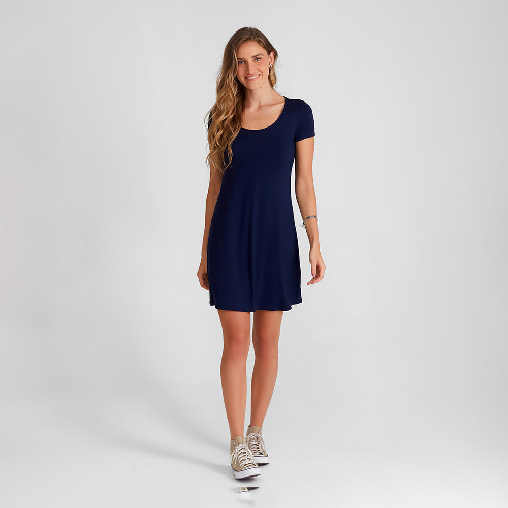Vestido Curto Viscose Feminino - Azul Marinho