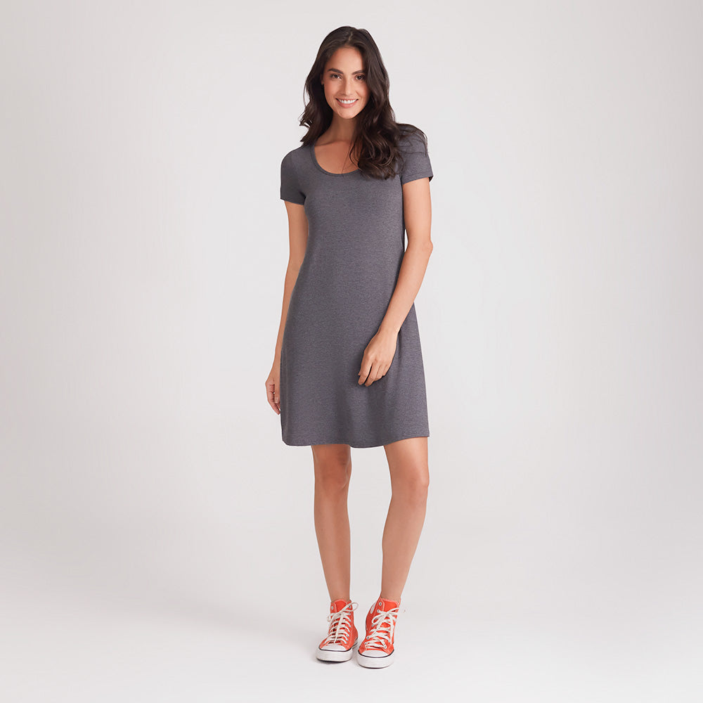 Vestido Curto Viscose Feminino - Mescla Escuro