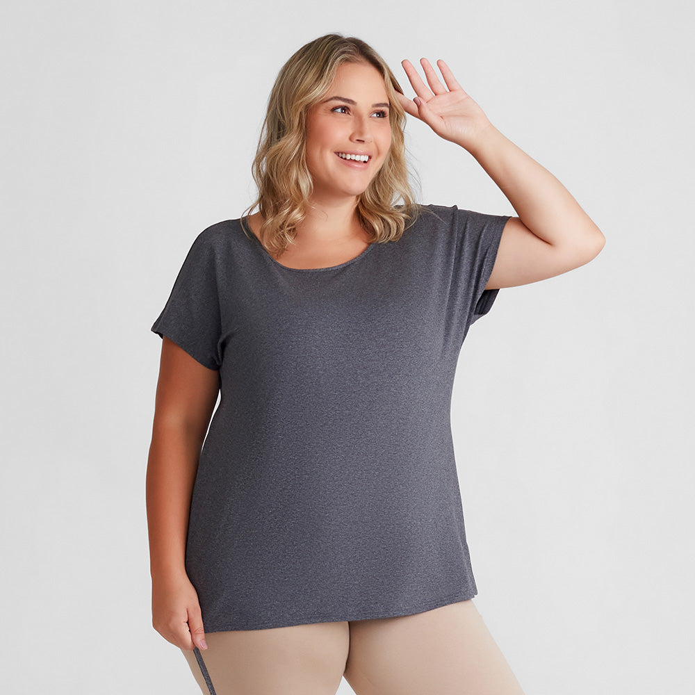 Blusa Ampla Plus Feminina - Mescla Escuro