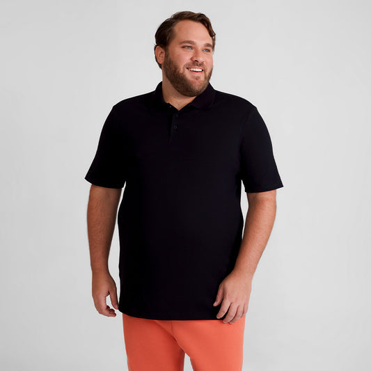 Camisa Polo Piquet Stretch Plus Masculina - Preto