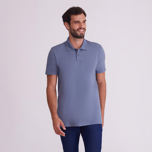 Camisa Polo Piquet Masculina - Azul Cobalto