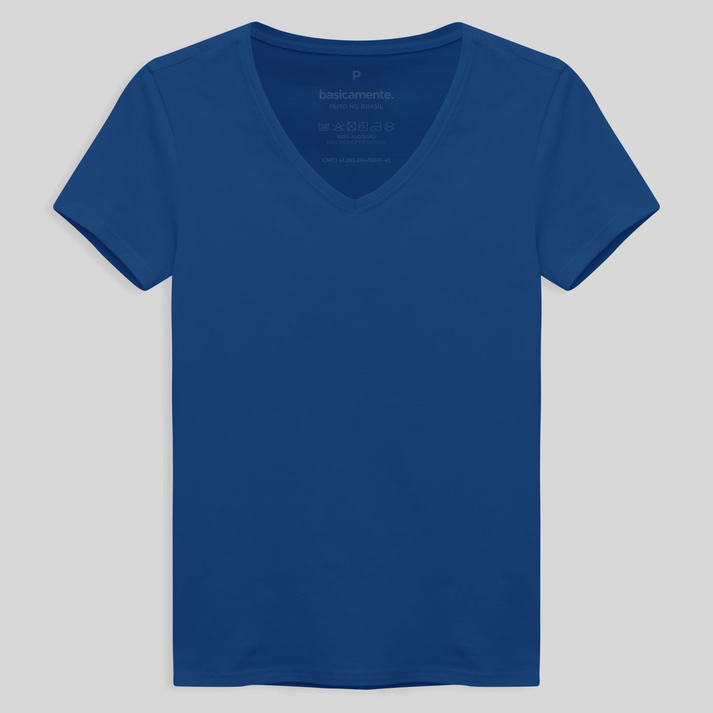 Camiseta Comfort Gola V Feminina - Azul