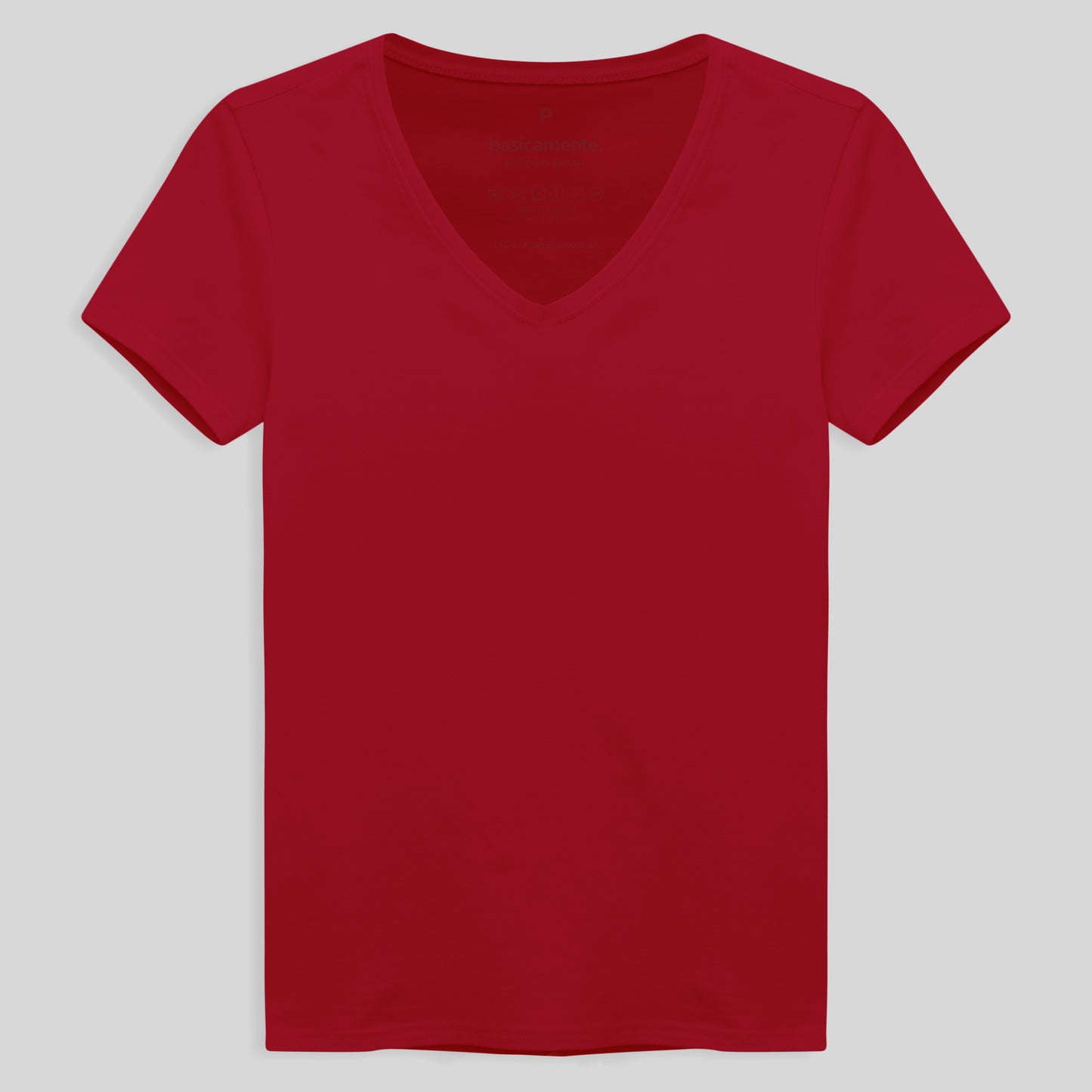Camiseta Comfort Gola V Feminina - Vermelho Tomate