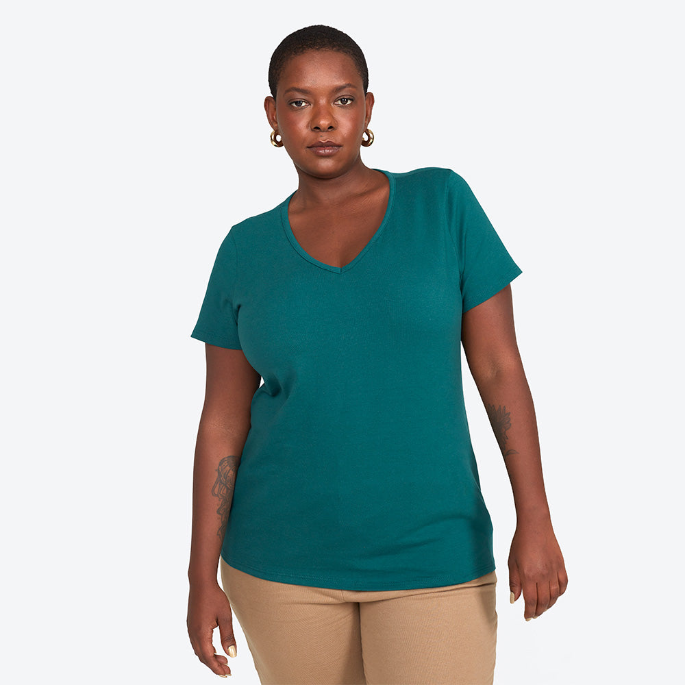 Camiseta Slim Gola V Cotton Plus Feminina - Jasper