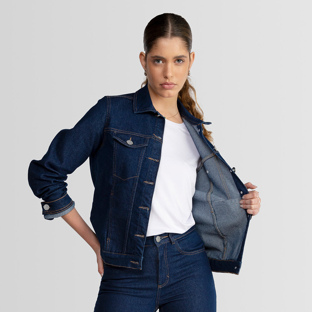 Jaqueta Jeans Feminina - Stone Escuro