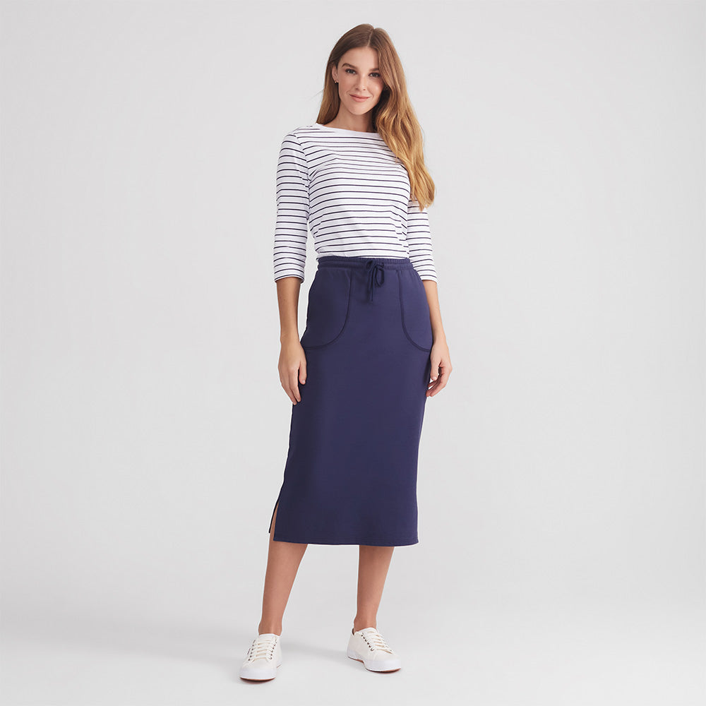 Saia Midi com bolso - Azul Marinho