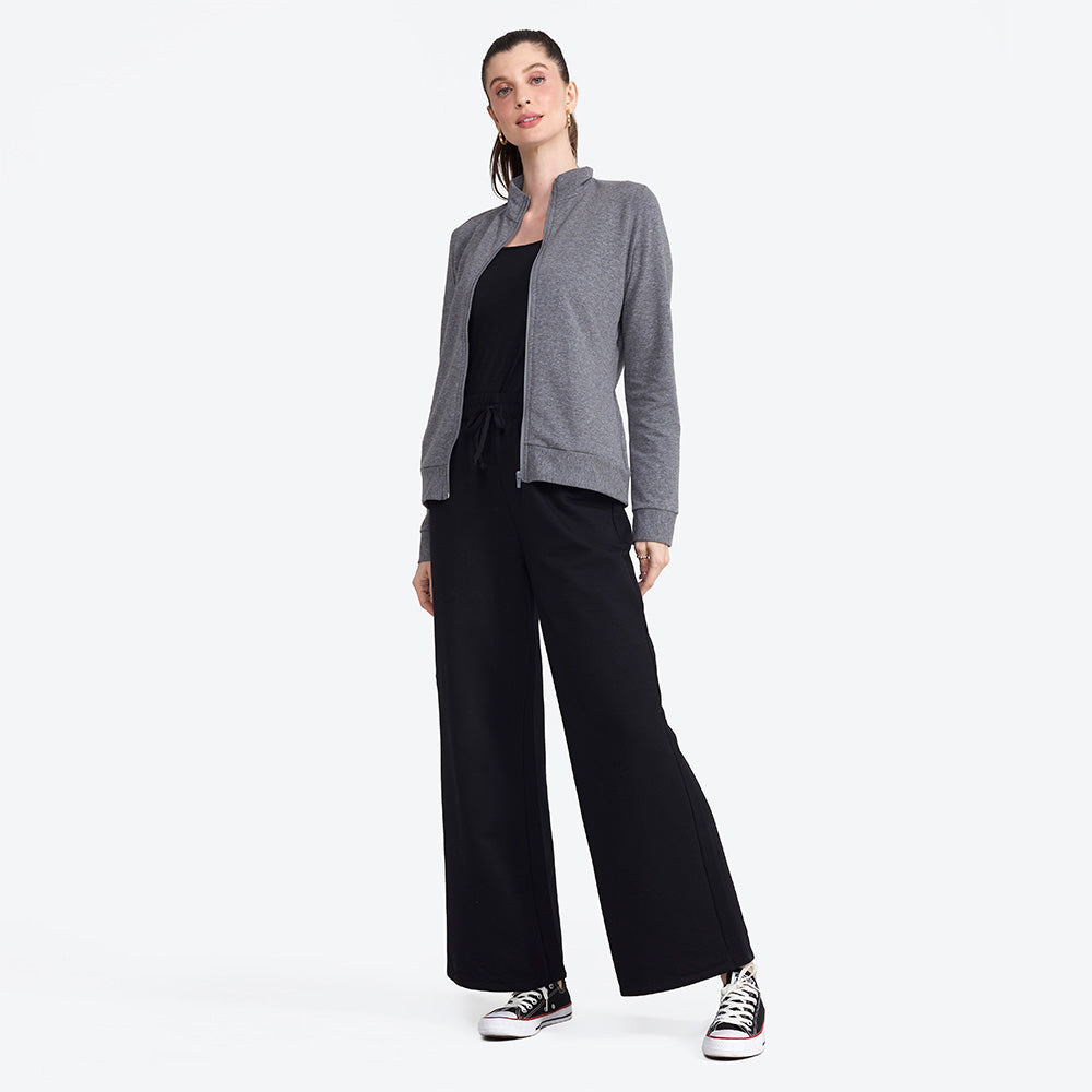 Jaqueta Moletom Comfort Feminina - Mescla Escuro