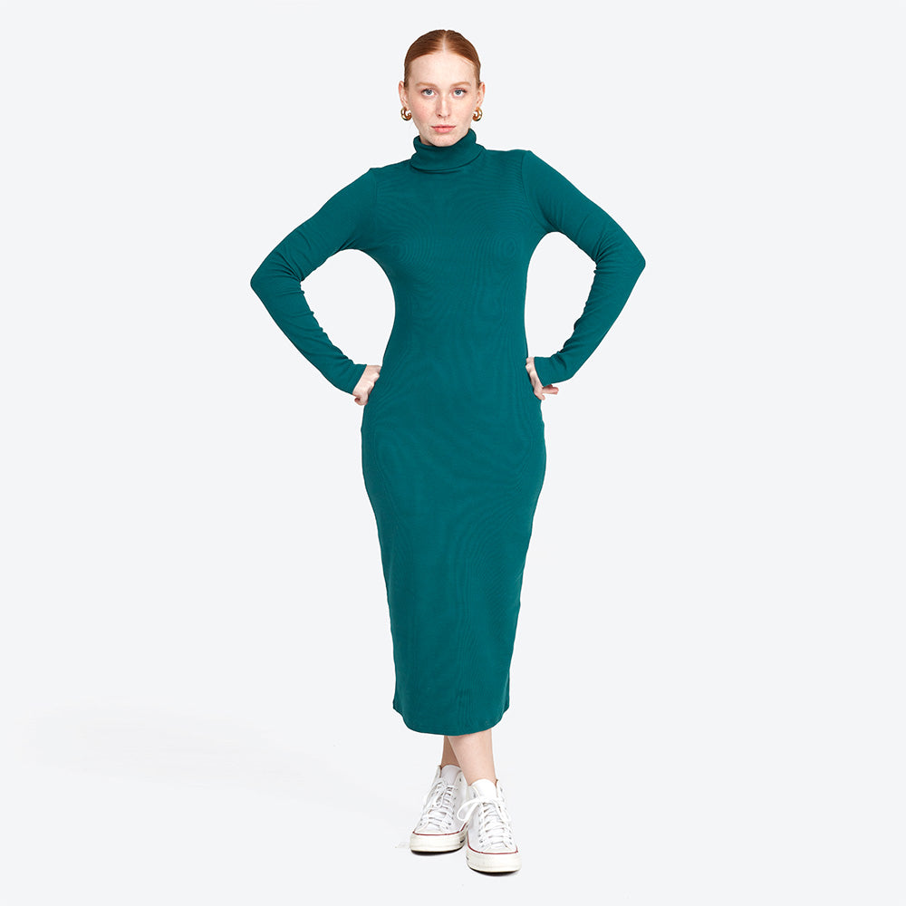 Vestido Midi Ribana Gola Rolê - Jasper