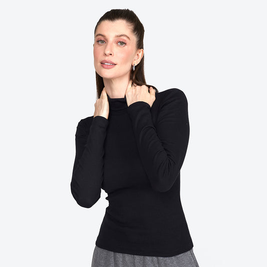 Blusa Ribana Gola Rolê Feminina - Preto