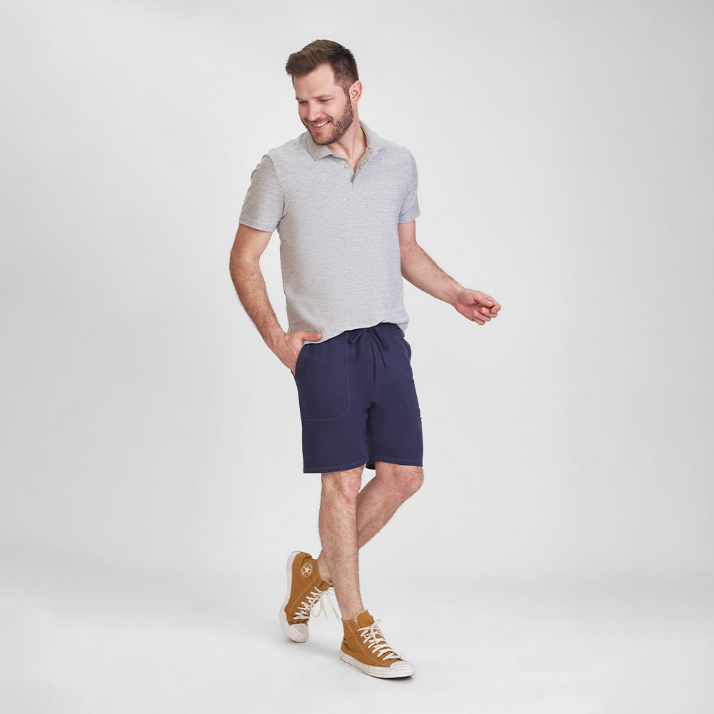 Bermuda Moletom com Bolsos - Azul Marinho