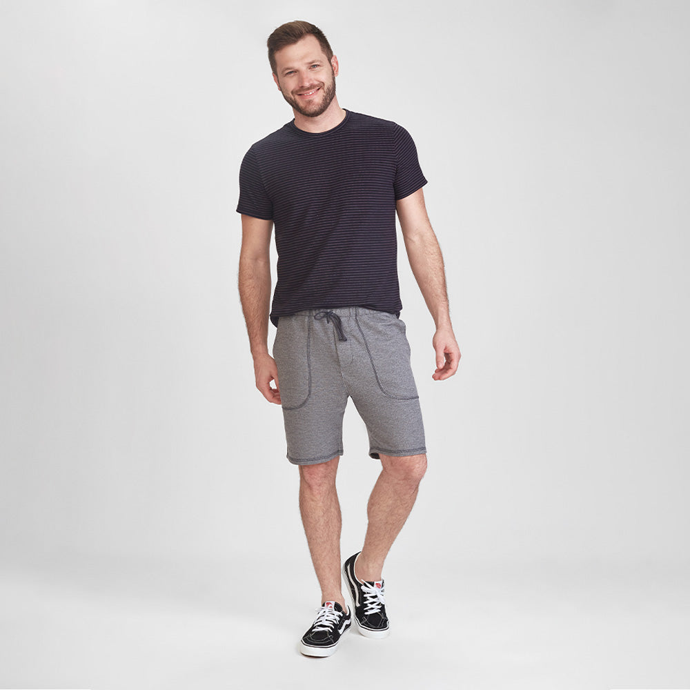 Bermuda Moletom com Bolsos - Mescla Escuro