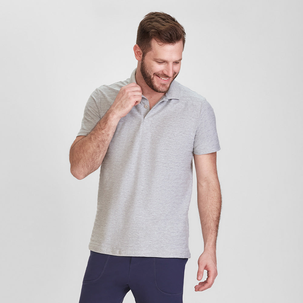 Camisa Polo Texturizada Masculina - Mescla Claro