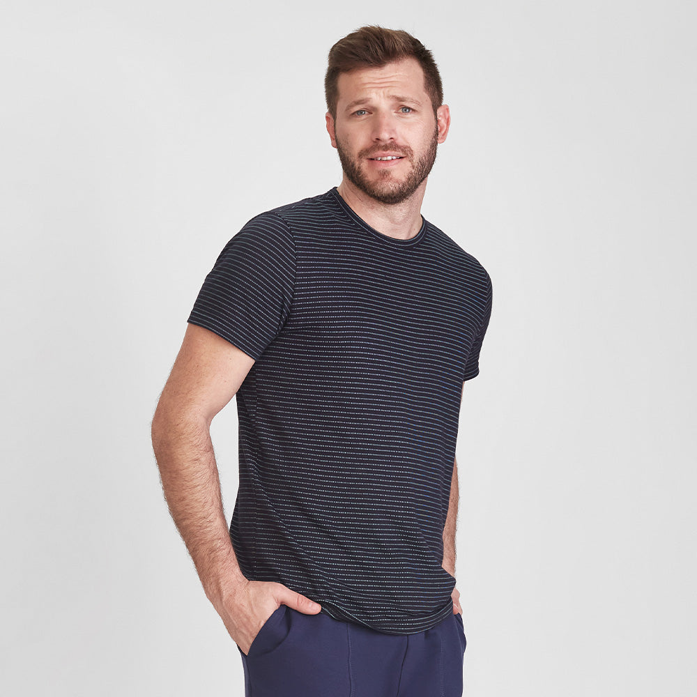 Camiseta Listrada Masculina - Listra Preto E Menta