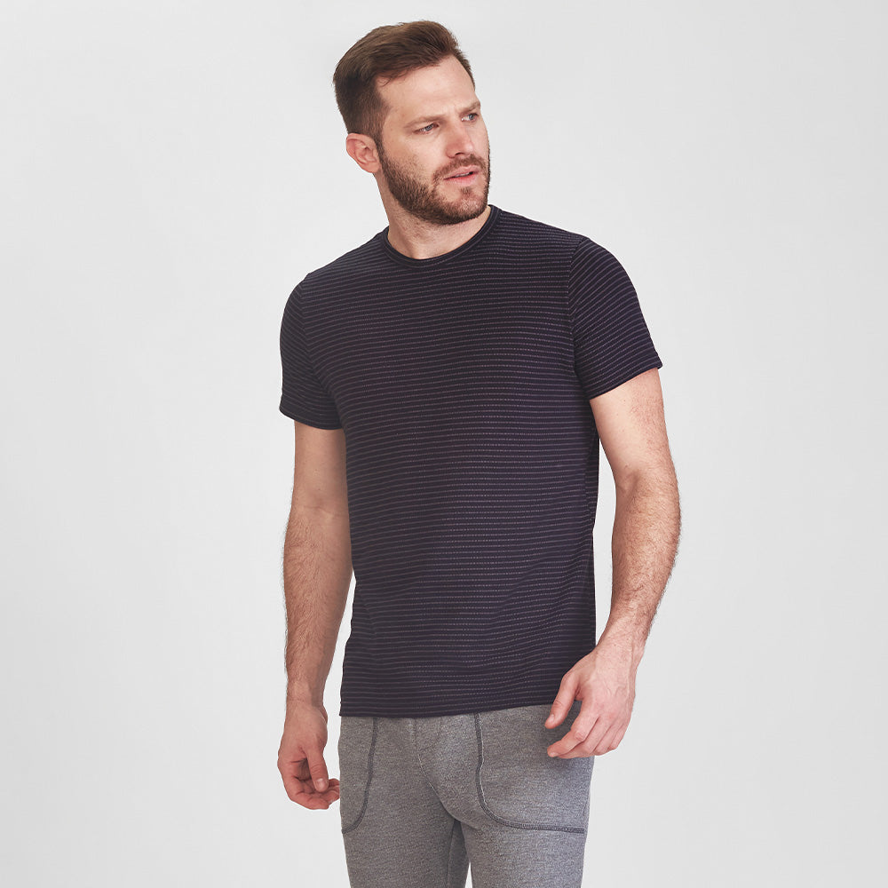 Camiseta Listrada Masculina - Cinza Rato Preto