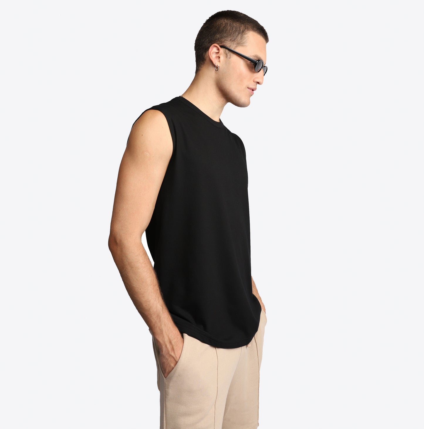 Regata Alongada Algodão Premium Masculina - Preto