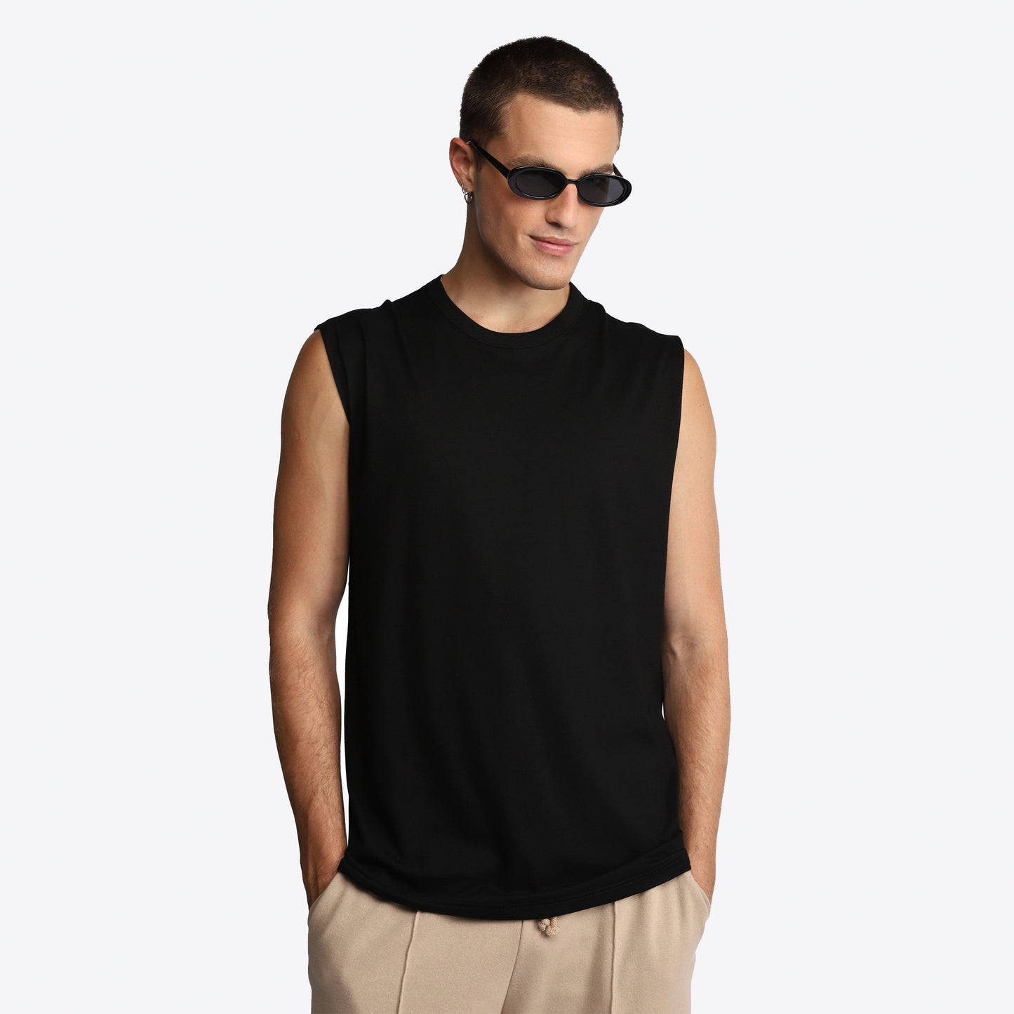 Regata Alongada Algodão Premium Masculina - Preto