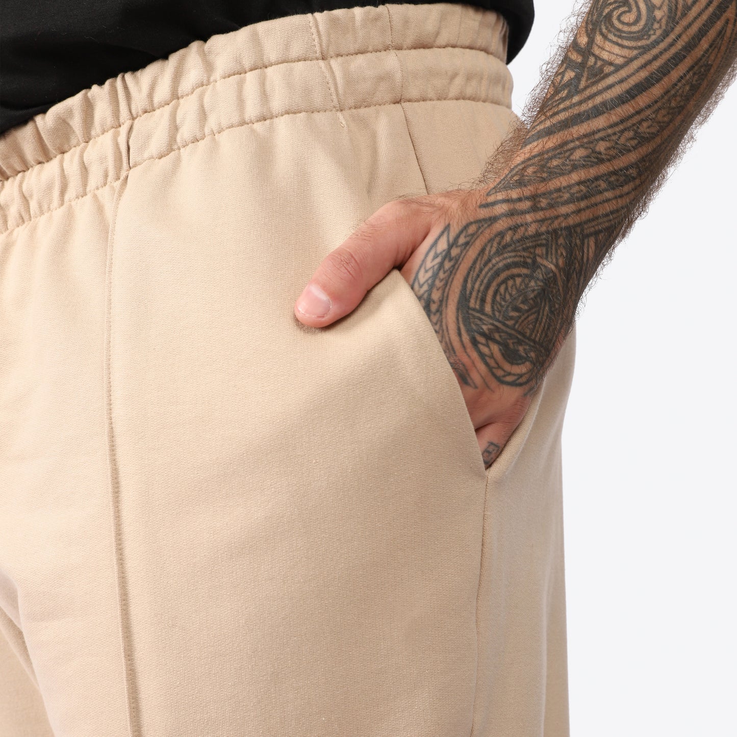 Calça Chino Moletom Desfibrado Friso Masculina - Bege Camel