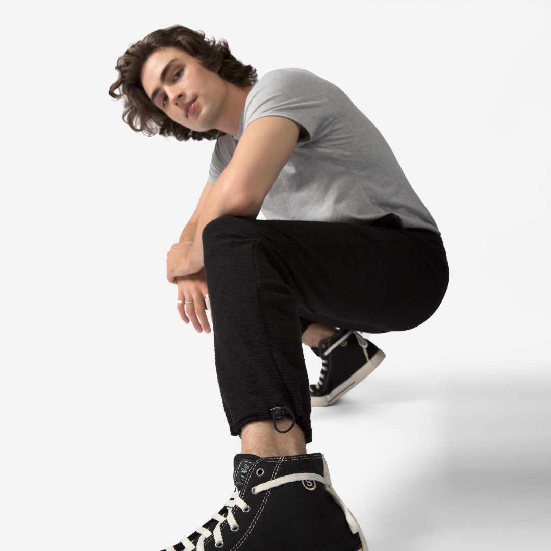 Calça Ajustável Algodão Desfibrado Linho Masculina - Preto