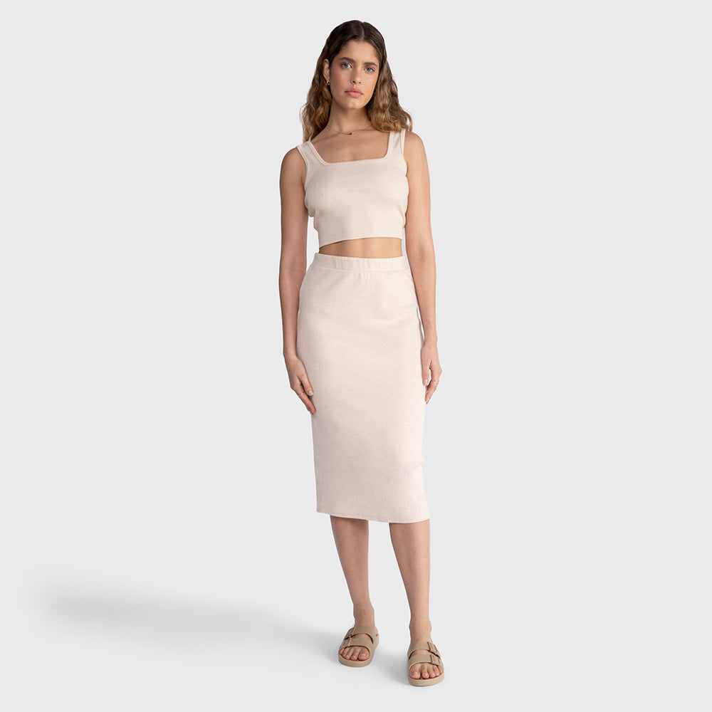 Saia Midi Com Fenda - Off White