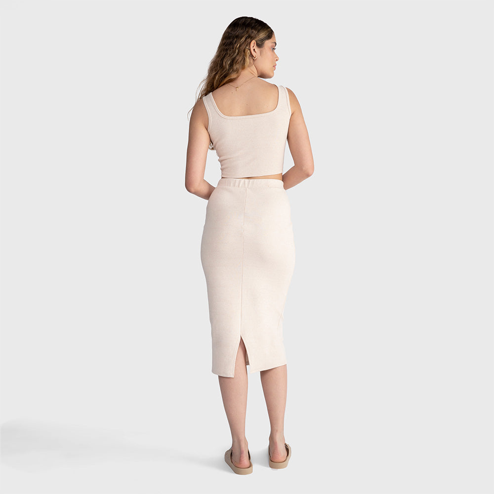 Saia Midi Com Fenda - Off White