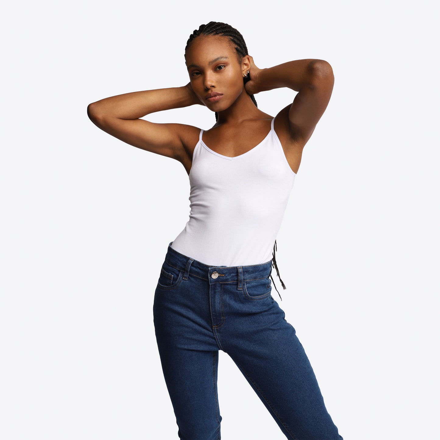 Regata Decote V Viscose Feminina - Branco