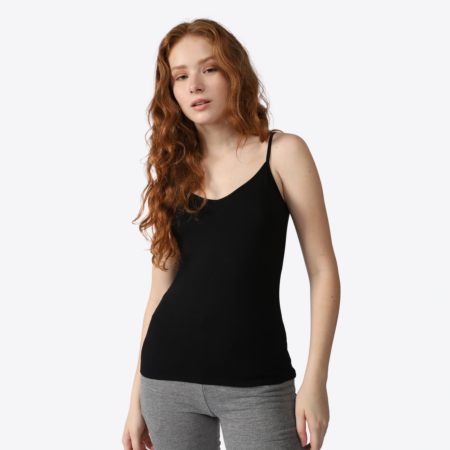Regata Decote V Viscose Feminina - Preto