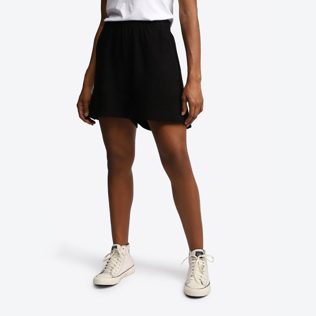 Shorts Algodão Desfibrado Linho Feminino - Preto