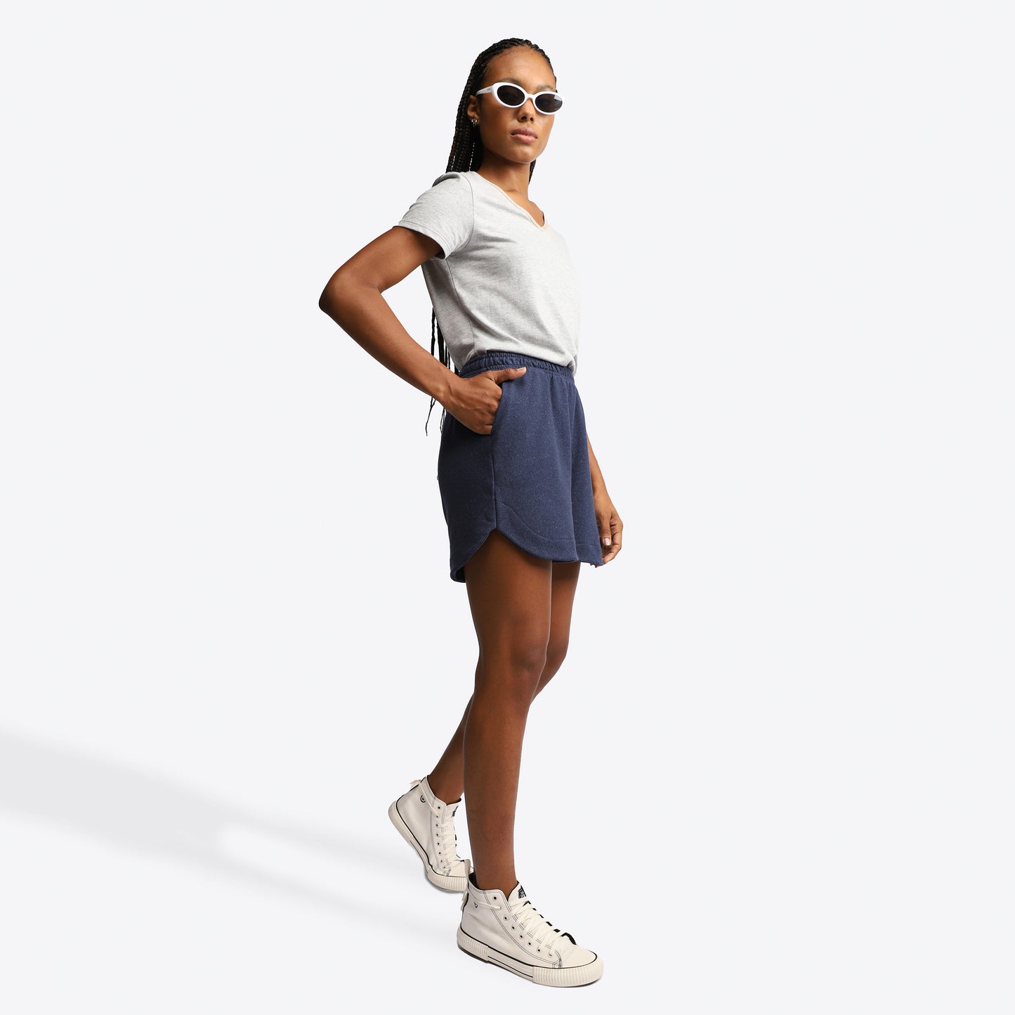 Shorts Comfort Moletom Desfibrado Feminino - Azul Marinho