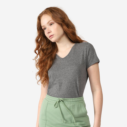 Tech T-Shirt NoLiquid Gola V Feminina - Mescla Escuro