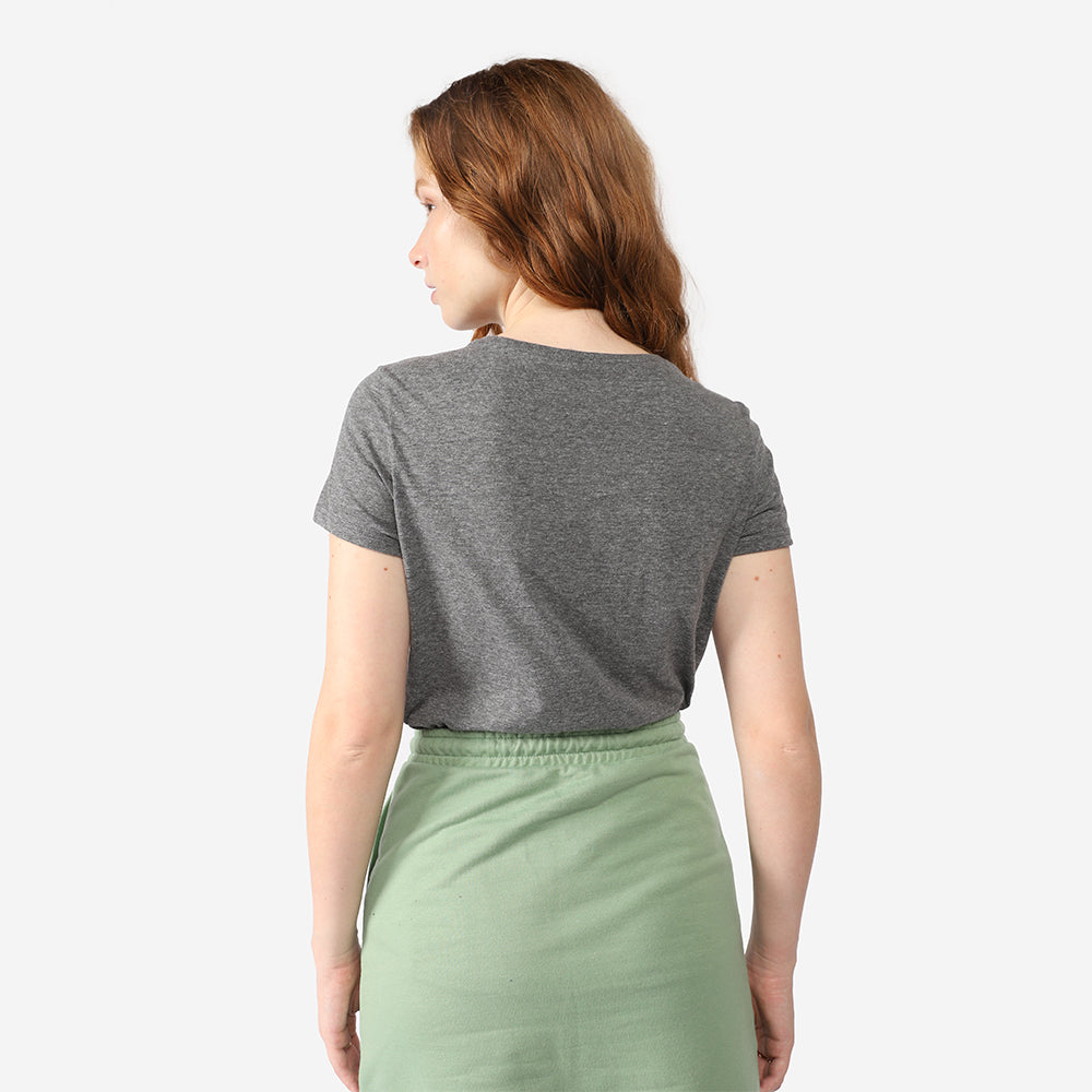 Tech T-Shirt Impermeável Gola V Feminina - Mescla Escuro