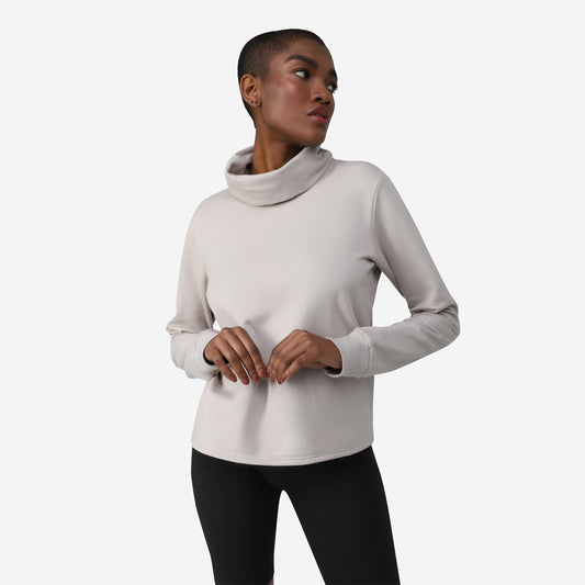 Blusão Tech NoLiquid Moletom Flanelado Gola Rolê Feminino - Bege Aveia