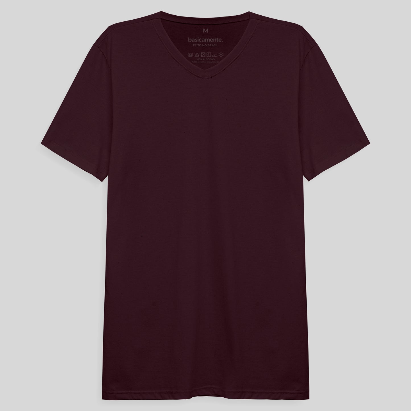 Camiseta Básica Gola V Masculina - Vermelho Vinho