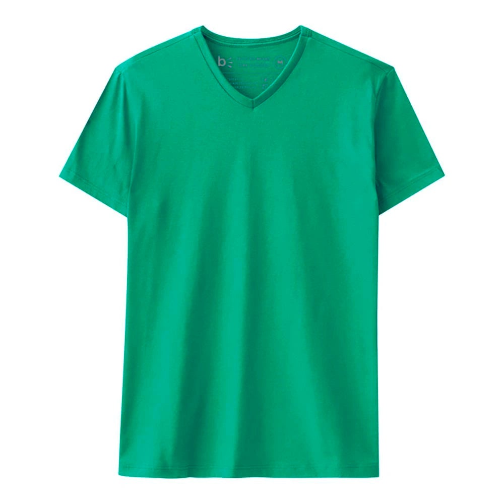 Camiseta Básica Gola V Masculina - Verde Floresta