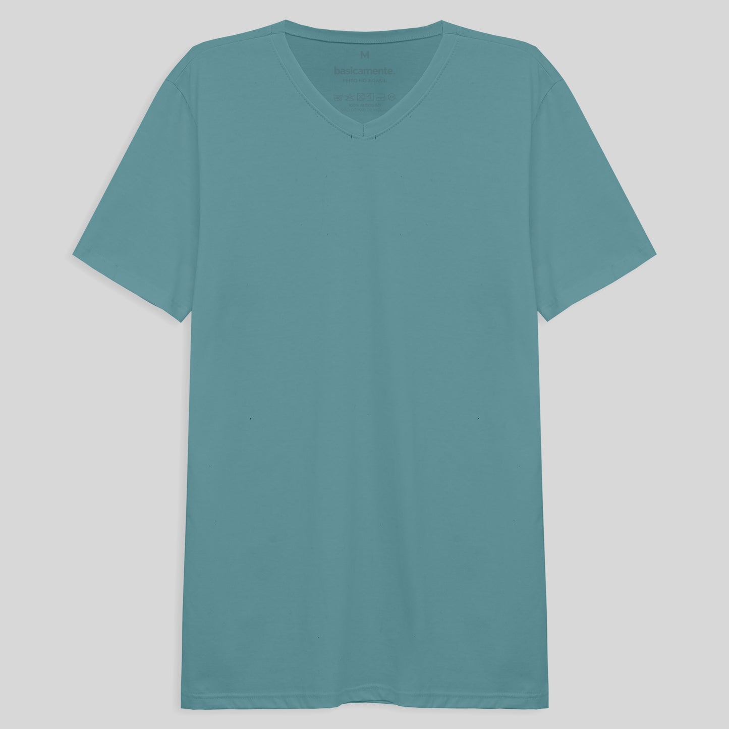 Camiseta Básica Gola V Masculina - Azul Turquesa