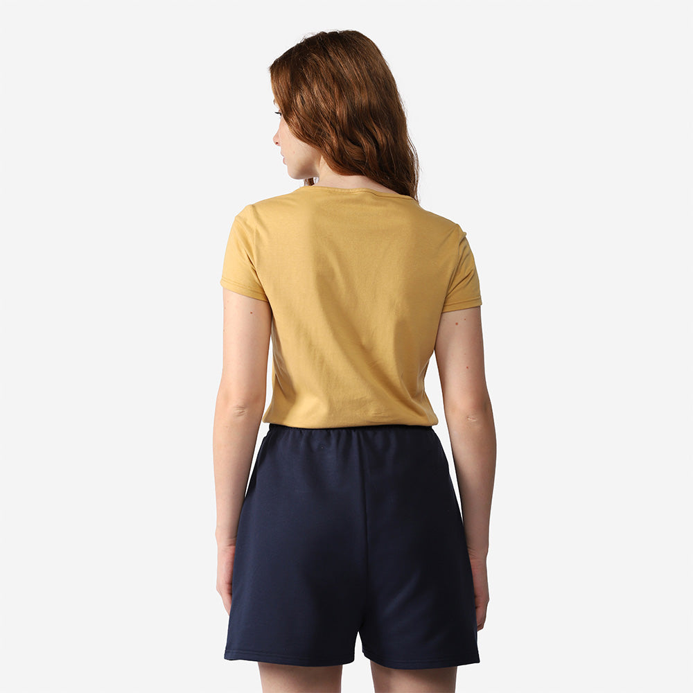 Camiseta Babylook Algodão Premium Gola V Feminina - Amarelo Mel