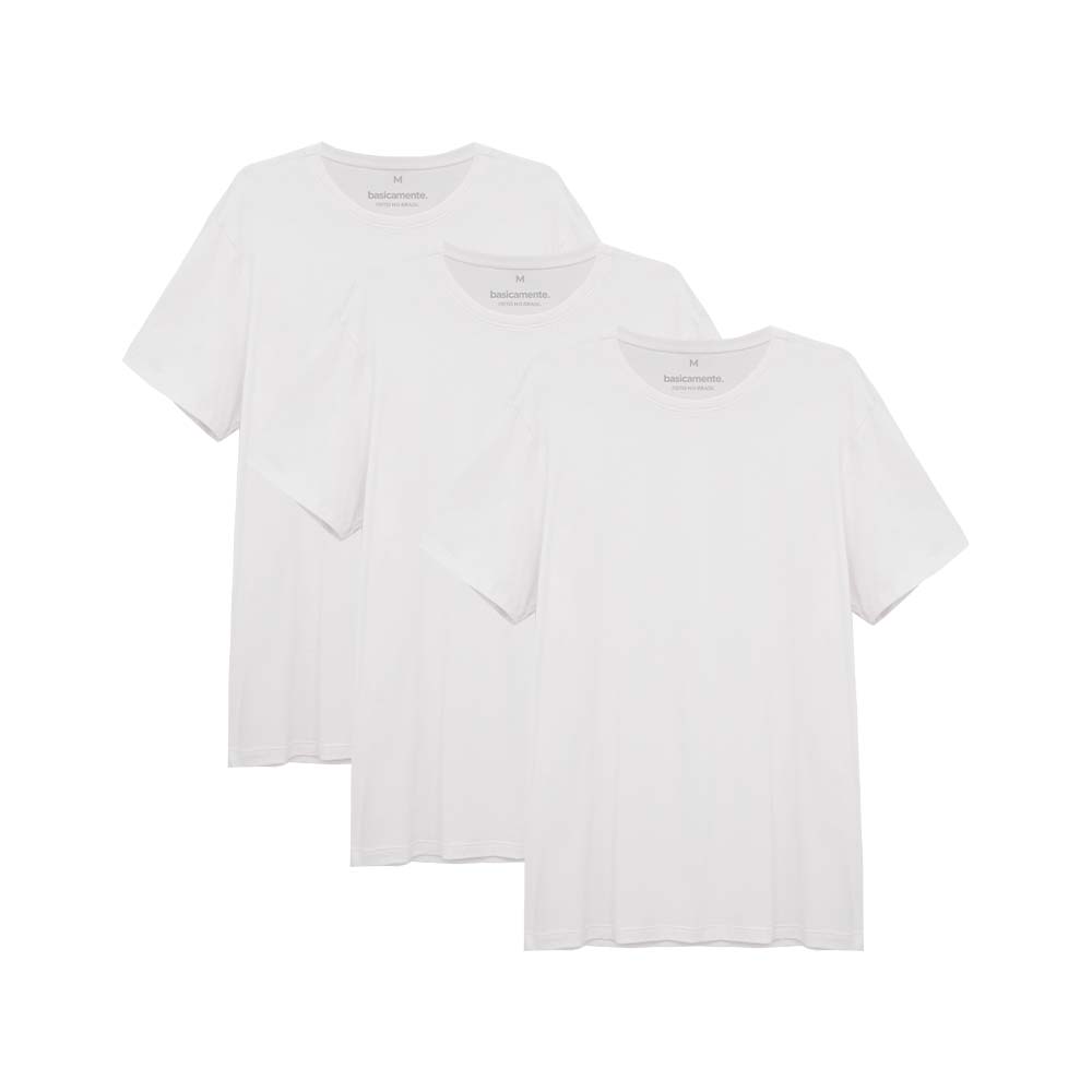 Kit 3 Camisetas Gola C Masculina - Branco