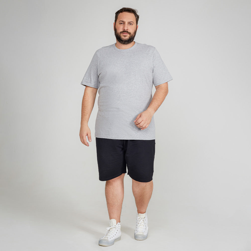 Camiseta Básica Plus Masculina - Mescla Claro