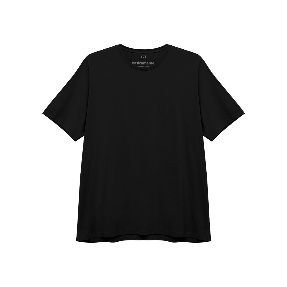 Kit 2 Camisetas Gola C Plus Size Masculina - Preto